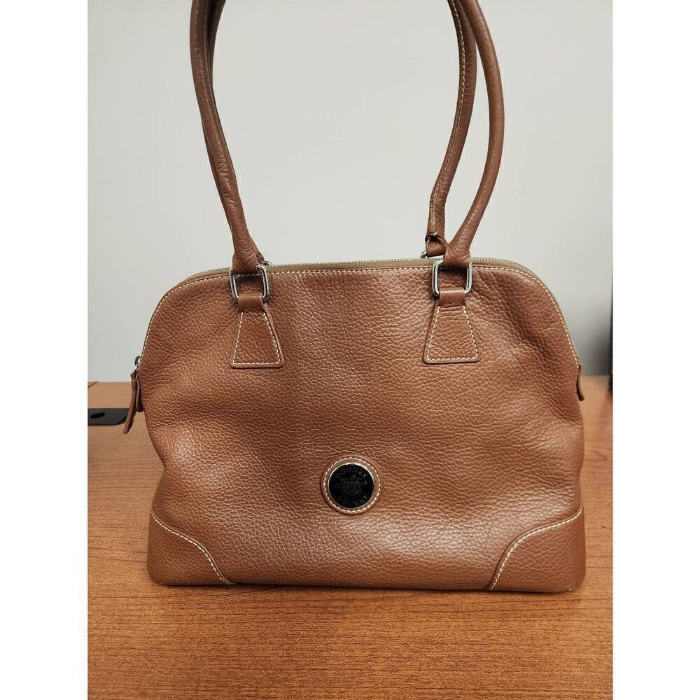 Dooney & Bourke Brown Leather Domed Satchel Pebble Shoulder Bag